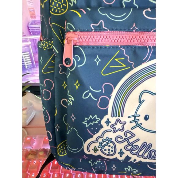 Sanrio Hello Kitty Backpack Laptop Travel 2024 Blue Neon Rainbow Fruit Ice Cream main image 15
